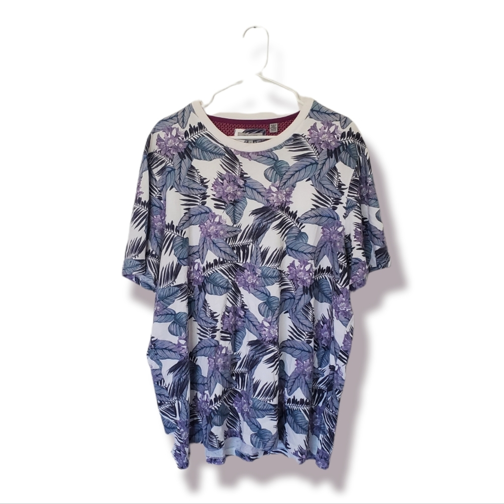 Men's Ted Baker Multicolor Tropical T-Shirt Crew-Neck 100% Cotton